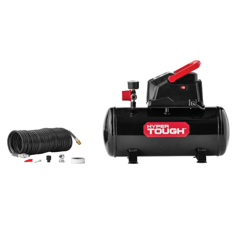 Hyper Tough 3 Gallon Oil-free Portable Air Compressor with Hose and Inflation Accessory Kit, 100 PSI - Image 2