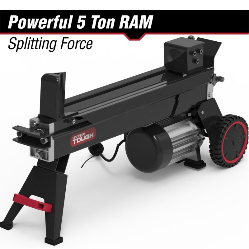 Hyper Tough 5 Ton Log Splitter, 15-Amp Induction Motor with Hydraulic Ram, Horizontal use with Vertical storage - Image 2