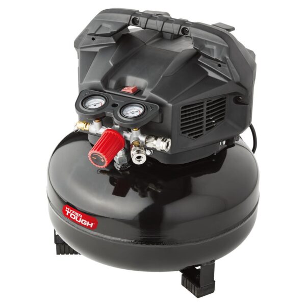 Hyper Tough 6 Gallon Oil Free Pancake Air Compressor, 150 PSI, Black