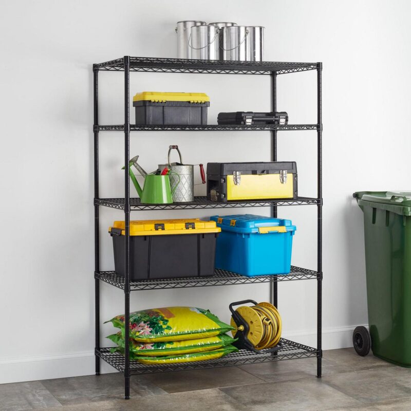 Hyper Tough Black Wire Shelf 5-Tier Heavy Duty 72 H x 48 W x 24 D, 4000lb Total Capacity - Image 2