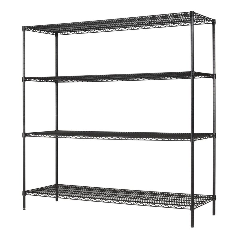 Hyper Tough Black Wire Shelf 4-Tier Heavy Duty 72 H x 72 W x 24 D, 4000lbs Total Capacity - Image 3