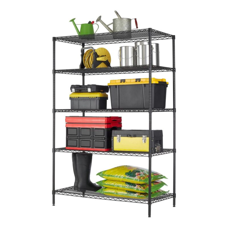 Hyper Tough Black Wire Shelf 5-Tier Heavy Duty 72 H x 48 W x 24 D, 4000lb Total Capacity