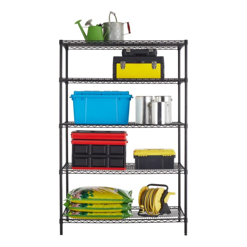 Hyper Tough Black Wire Shelf 5-Tier Heavy Duty 72 H x 48 W x 24 D, 4000lb Total Capacity - Image 5