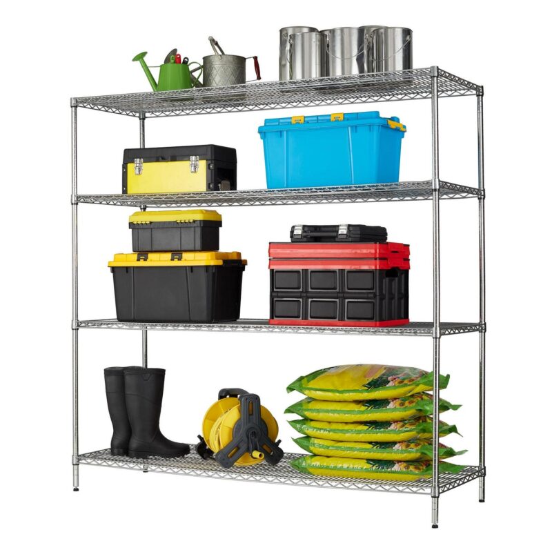 Hyper Tough Chrome Wire Shelf 4-Tier Heavy Duty 72 H x 72 W x 24 D, 4000lbs Total Capacity