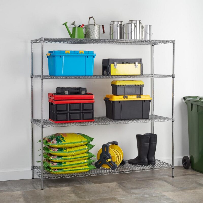 Hyper Tough Chrome Wire Shelf 4-Tier Heavy Duty 72 H x 72 W x 24 D, 4000lbs Total Capacity - Image 4