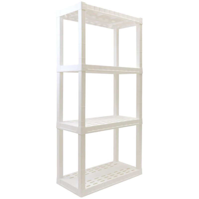 Hyper Tough Garage Shelves, Pack of 2 Plastic Storage Shelving Unit 4 Shelves, White 400 lbs Capacity 56  H x 14  D x 30  W - Image 4
