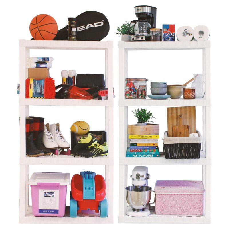 Hyper Tough Garage Shelves, Pack of 2 Plastic Storage Shelving Unit 4 Shelves, White 400 lbs Capacity 56  H x 14  D x 30  W - Image 3