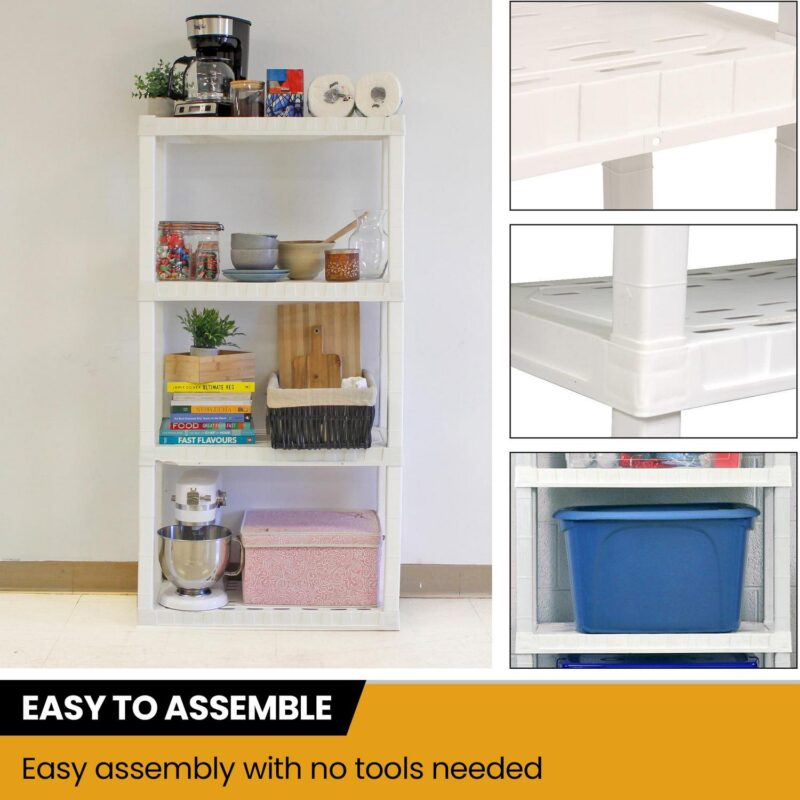 Hyper Tough Garage Shelves, Pack of 2 Plastic Storage Shelving Unit 4 Shelves, White 400 lbs Capacity 56  H x 14  D x 30  W - Image 5
