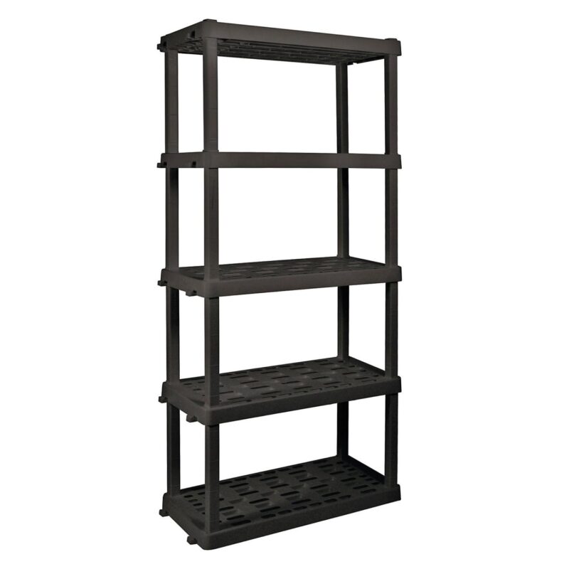 Hyper Tough Large 5-Tier Shelving Unit, W36 x D18 x H74  Interlocking Multipurpose Organizer, Black, Pack of 4 - Image 4