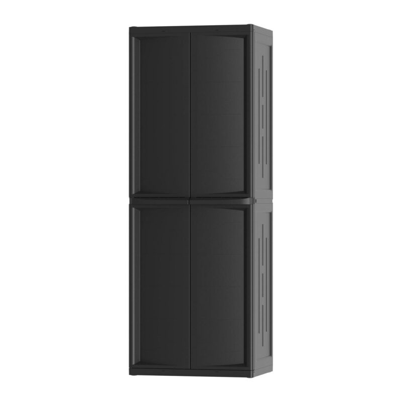 Hyper Tough Plastic 4-Shelf Garage Storage Utility Cabinet, Black Finish, HT-4SHFF-CABT Model, Black - Image 3