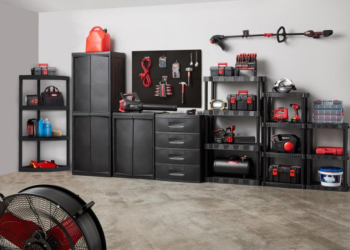 Hyper Tough Plastic 4-Shelf Garage Storage Utility Cabinet, Black Finish, HT-4SHFF-CABT Model, Black - Image 4