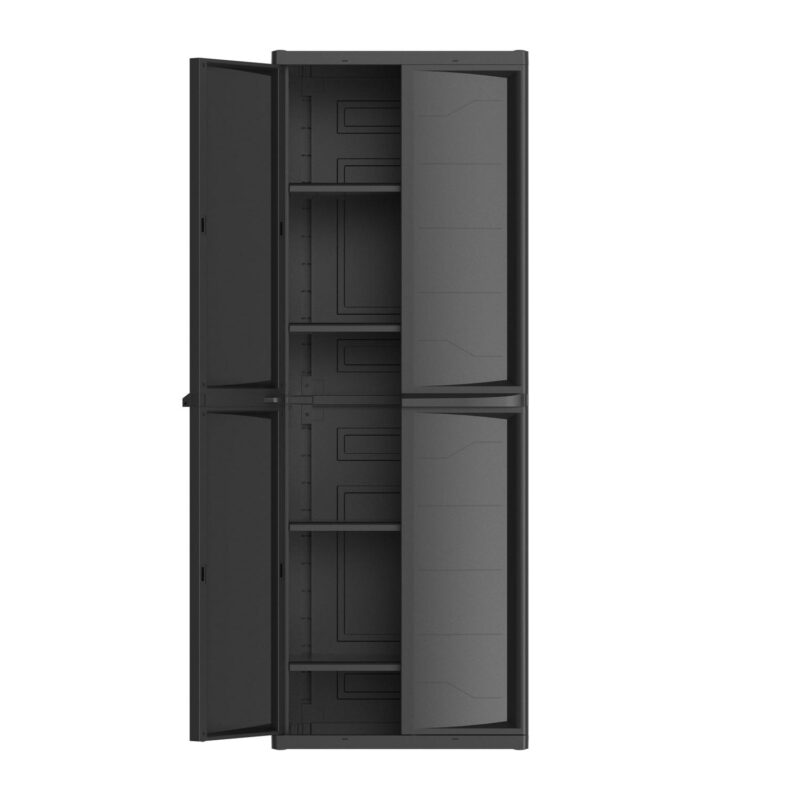 Hyper Tough Plastic 4-Shelf Garage Storage Utility Cabinet, Black Finish, HT-4SHFF-CABT Model, Black - Image 6