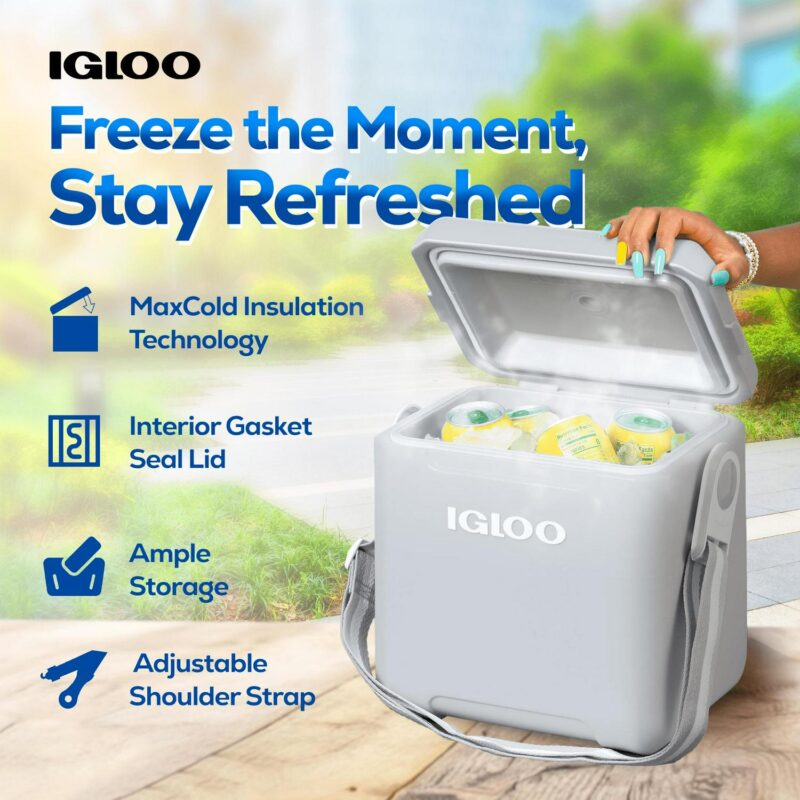 Igloo 11 Quart Tag Along Too Strapped Picnic Style Cooler, Light Gray - Image 11