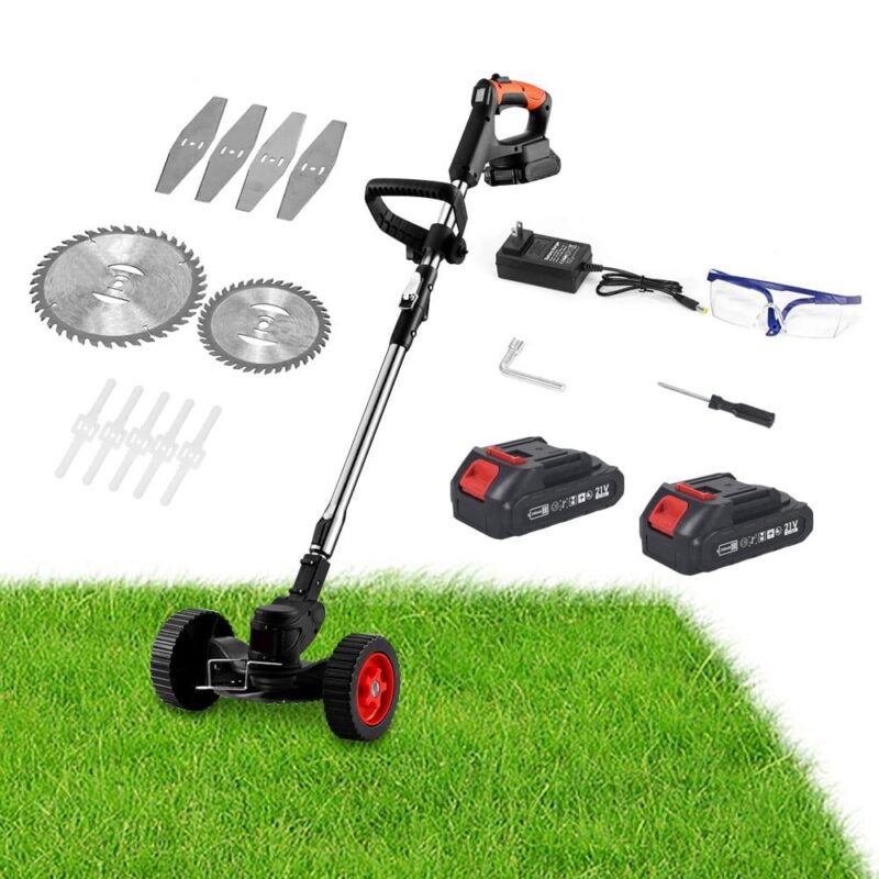 Jahy2Tech 21V 800W Lawn Mower Electric Grass Grass Trimmer Weed Eater Edger W/ Wheel - Image 3