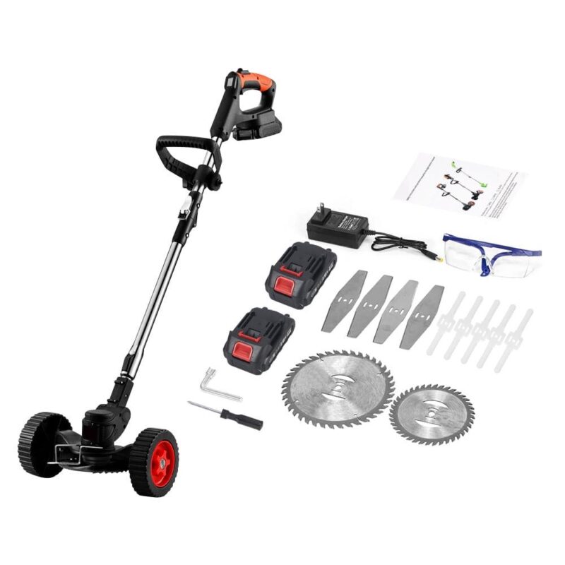 Jahy2Tech 21V 800W Lawn Mower Electric Grass Grass Trimmer Weed Eater Edger W/ Wheel