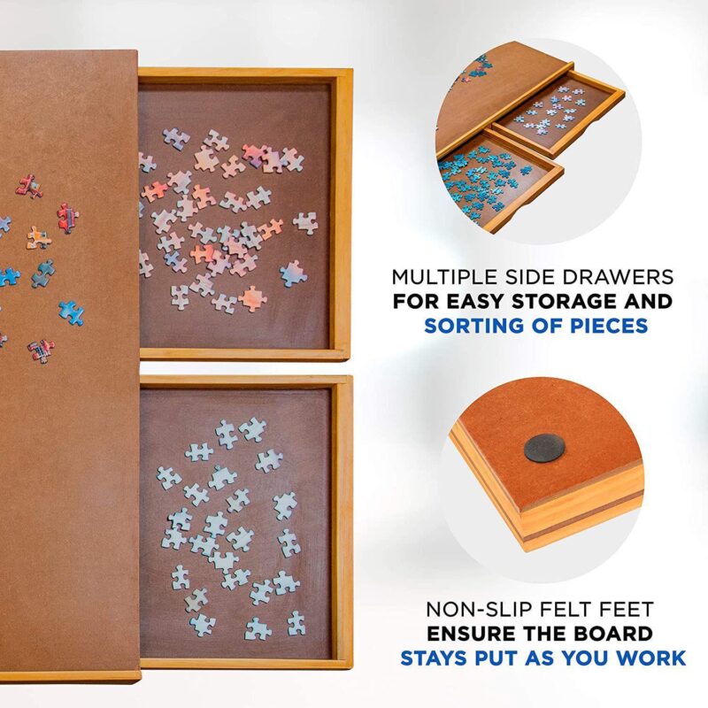 Jumbl 1500 Piece Puzzle Board, 27 x 35 Wooden Jigsaw Puzzle Table and Trays - Image 2