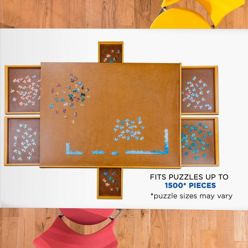 Jumbl 1500 Piece Puzzle Board, 27 x 35 Wooden Jigsaw Puzzle Table and Trays - Image 4