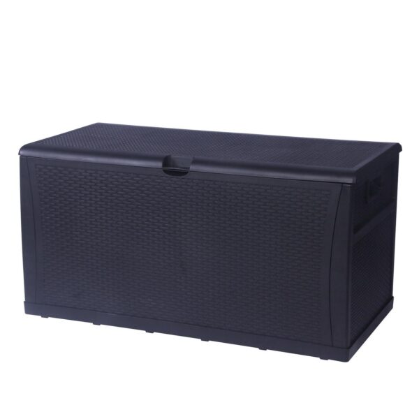 KARMAS PRODUCT Patio Deck Box Storage Container Outdoor Rattan Style Plastic Storage Cabinet Bench Box, Lockable,Large Capacity 120-Gallon