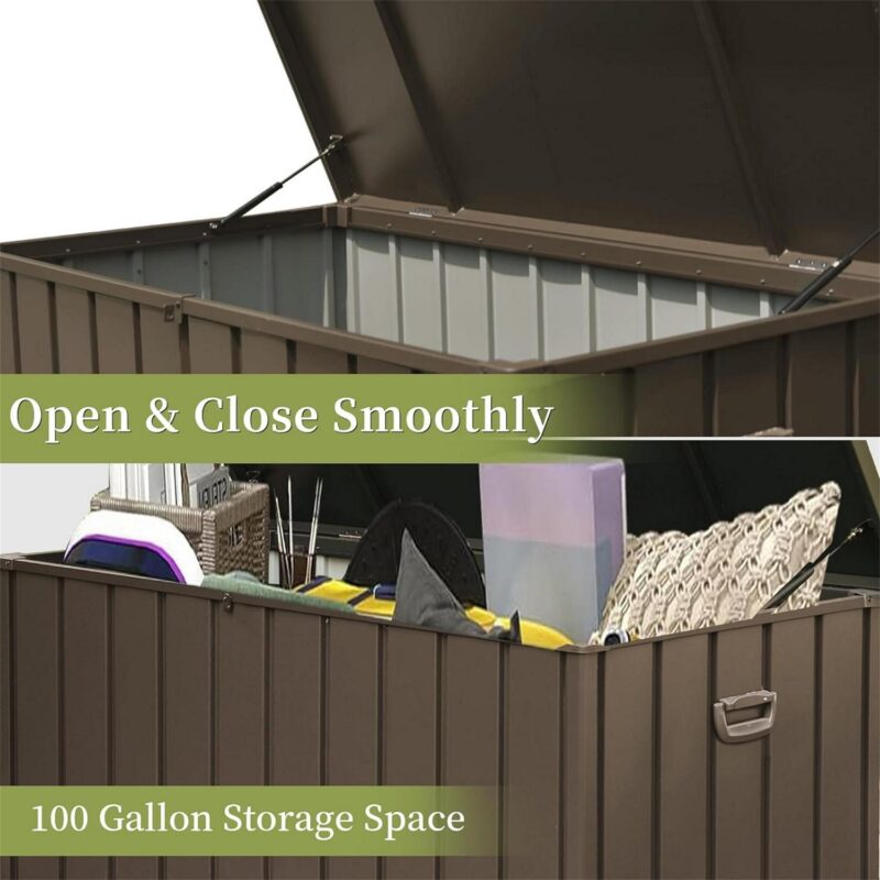 Kepooman 150 Gallon Outdoor Storage Deck Box Waterproof, Large Patio Storage Bin for Outside Cushions, Throw Pillows, Garden Tools, Lockable (Dark Brown) - Image 7