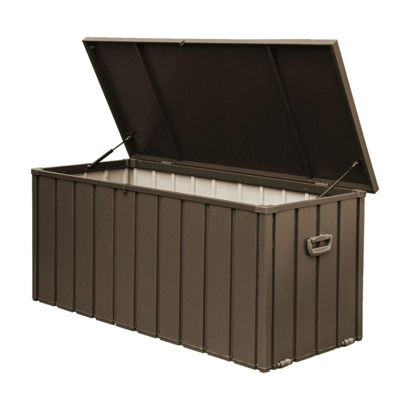 Kepooman 150 Gallon Outdoor Storage Deck Box Waterproof, Large Patio Storage Bin for Outside Cushions, Throw Pillows, Garden Tools, Lockable (Dark Brown)