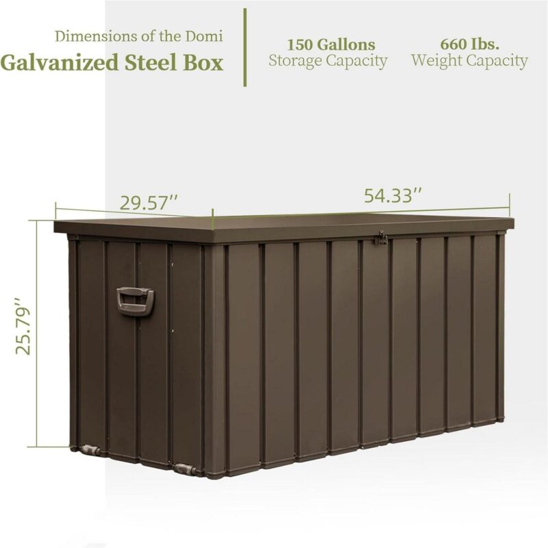 Kepooman 150 Gallon Outdoor Storage Deck Box Waterproof, Large Patio Storage Bin for Outside Cushions, Throw Pillows, Garden Tools, Lockable (Dark Brown) - Image 2