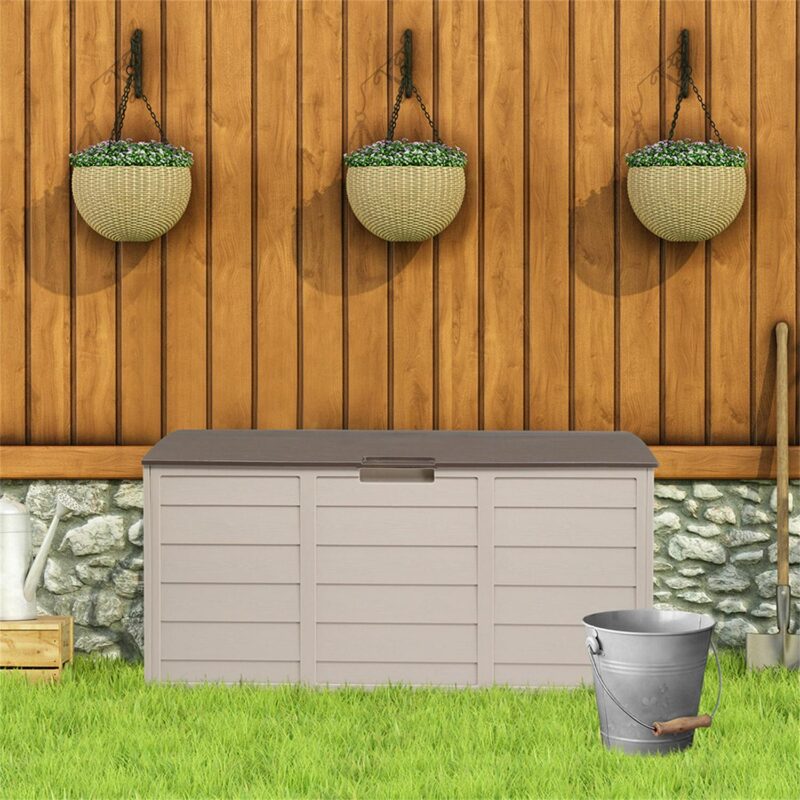 Kepooman 75gal 260L Large Deck Box, Outdoor Storage Box for Patio Furniture,Garden,Cushions Toys Lockable Seat,Brown - Image 5