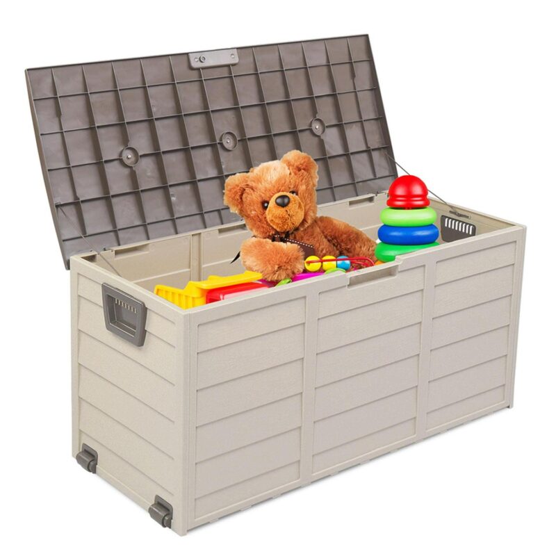 Kepooman 75gal 260L Large Deck Box, Outdoor Storage Box for Patio Furniture,Garden,Cushions Toys Lockable Seat,Brown - Image 12