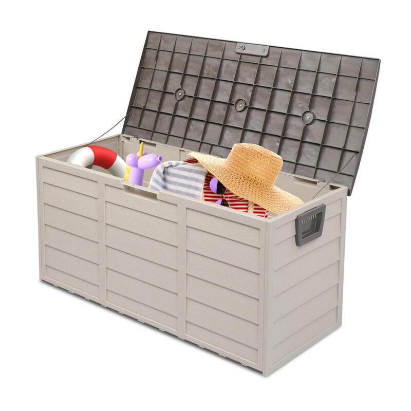 Kepooman 75gal 260L Large Deck Box, Outdoor Storage Box for Patio Furniture,Garden,Cushions Toys Lockable Seat,Brown - Image 14