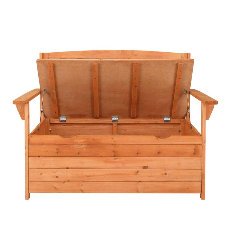 Kepooman Deck Box Bench, Storage Box with Backrest Armrest, All-Weather Yard Container Furniture for Tools, Toys, Outdoor Storage Bench Deck Box with Seat, Orange - Image 10