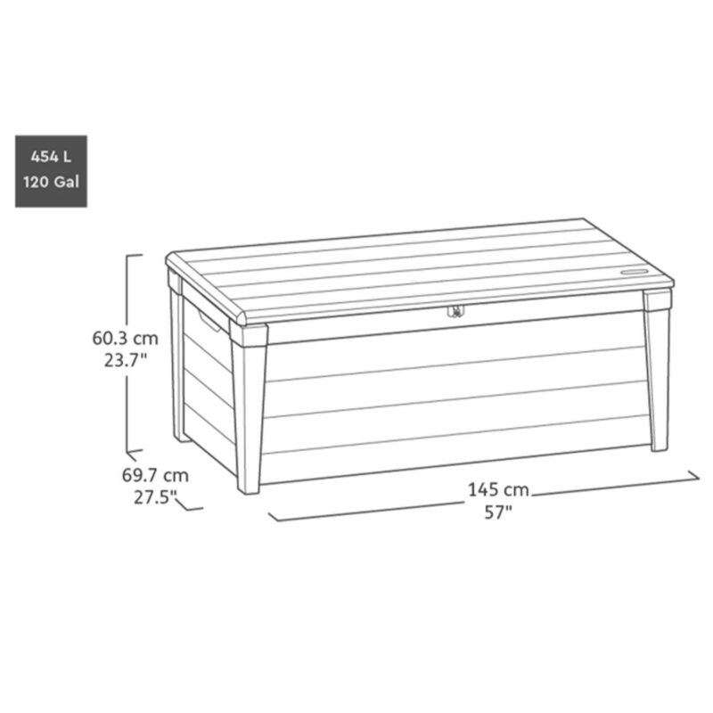 Keter Brightwood 120 Gallon Durable Weatherproof Resin Deck Box Organization and Storage for Outdoor Patio and Lawn, Brown - Image 10
