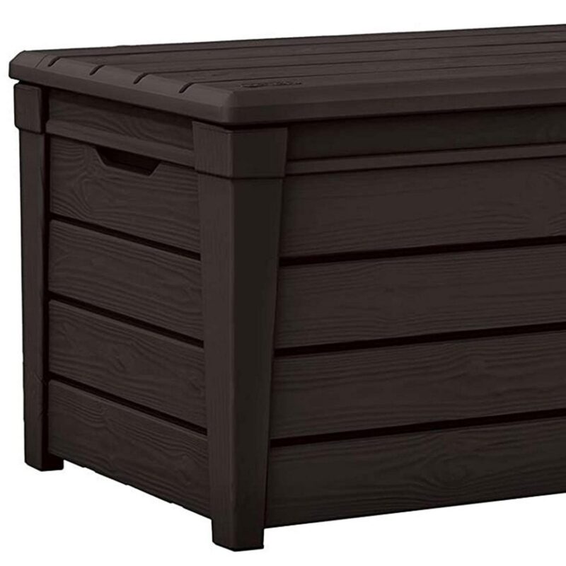 Keter Brightwood Weatherproof Patio Deck Storage Box Bench, Brown (2 Pack) - Image 3