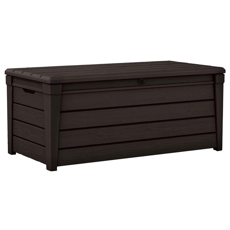 Keter Brightwood Weatherproof Patio Deck Storage Box Bench, Brown (2 Pack) - Image 2