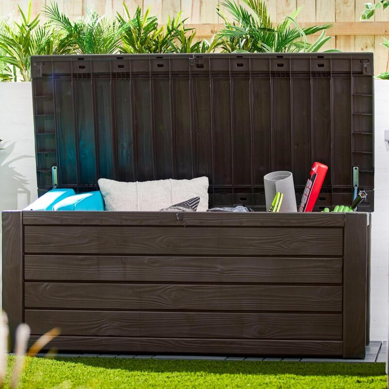 Keter Westwood 150 Gallon Outdoor Furniture Storage Deck Box, Espresso - Image 10