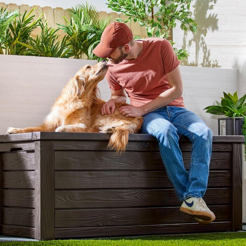 Keter Westwood 150 Gallon Outdoor Furniture Storage Deck Box, Espresso - Image 5