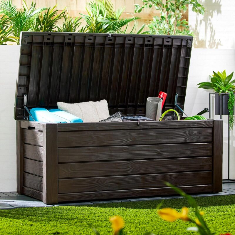Keter Westwood 150 Gallon Outdoor Furniture Storage Deck Box, Espresso - Image 12