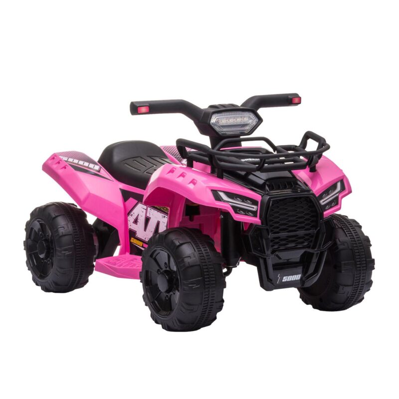 Kids 6v Battery Powered Ride On Car Quad Four Wheeler Atv Toy With Music Black - Image 6