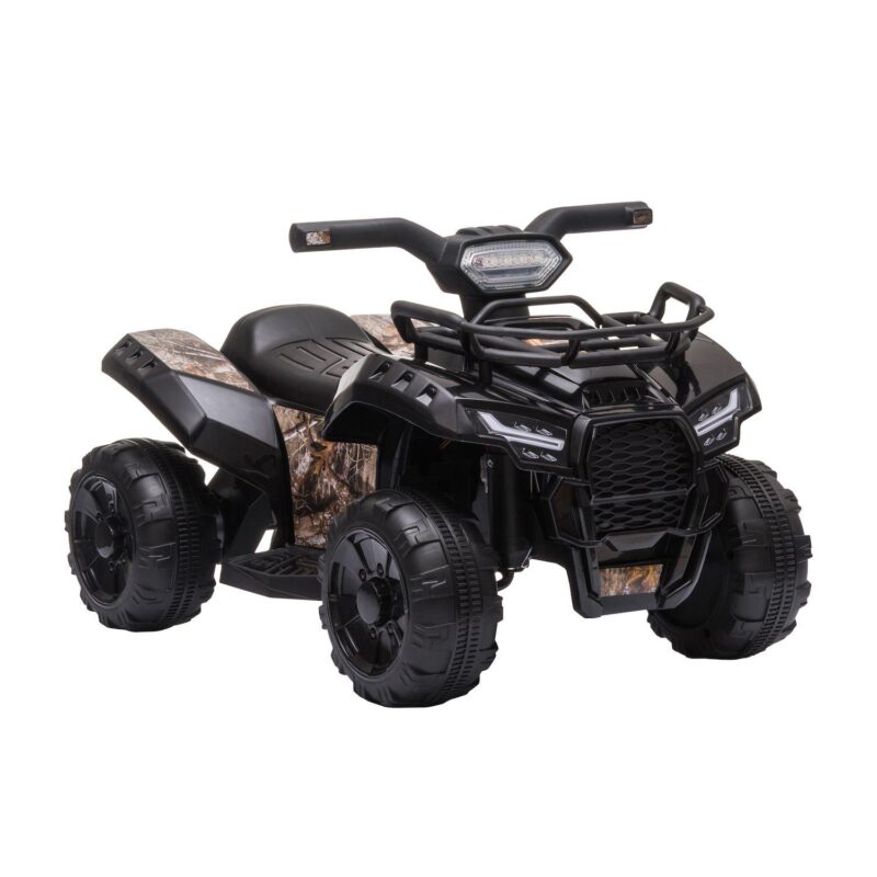 Kids 6v Battery Powered Ride On Car Quad Four Wheeler Atv Toy With Music Black