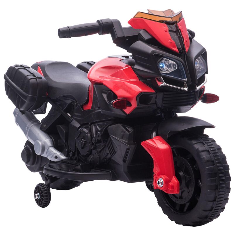 Kids Electric Motorcycle Ride-on Toy, With Headlights Two Training Wheels Red - Image 6