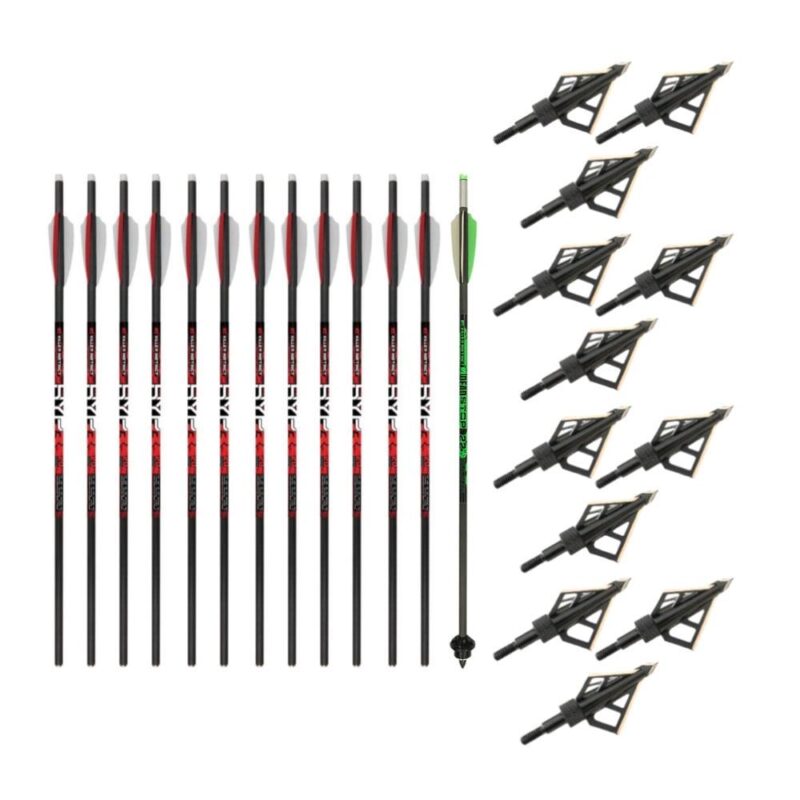 Killer Instinct Crossbows 20-in Bolts 12-Pack Kit w/ Broadheads and Decocking Bolt