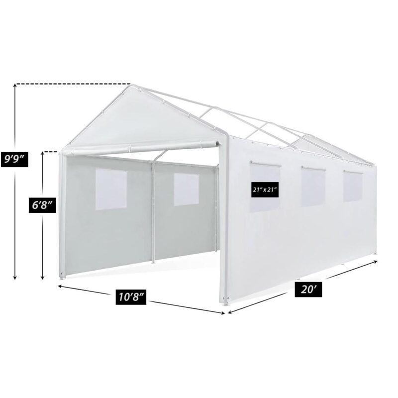 King Canopy 10'x 20' Carport Canopy Polyethylene Sidewall Kit w/ Windows - Image 3