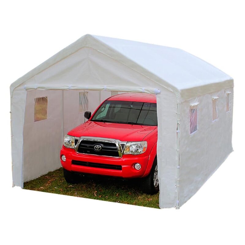 King Canopy 10'x 20' Carport Canopy Polyethylene Sidewall Kit w/ Windows - Image 5