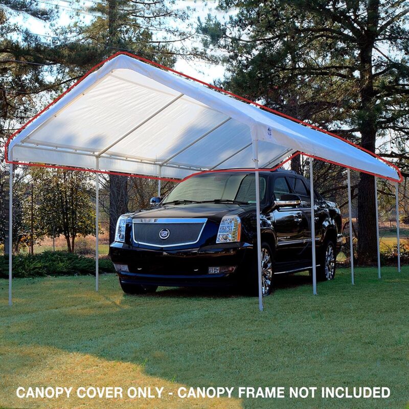 King Canopy 10ft x 27ft 180gsm Polyethylene White Drawstring Carport Canopy Cover - Image 5
