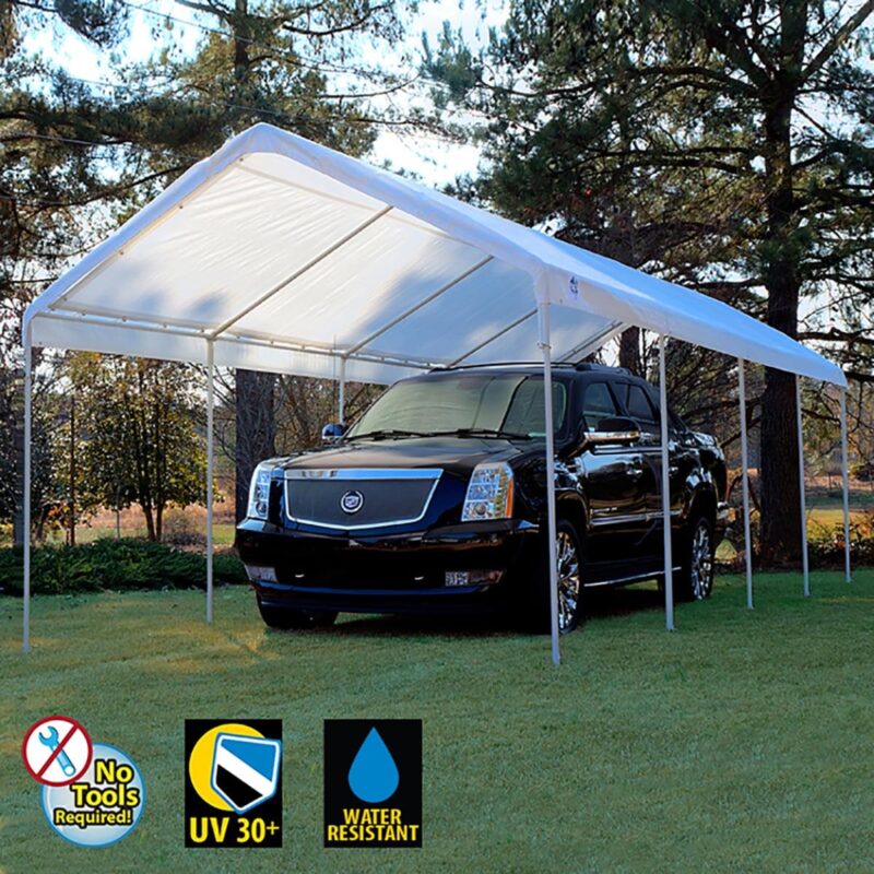 King Canopy 10ft x 27ft 180gsm Polyethylene White Drawstring Carport Canopy Cover - Image 6