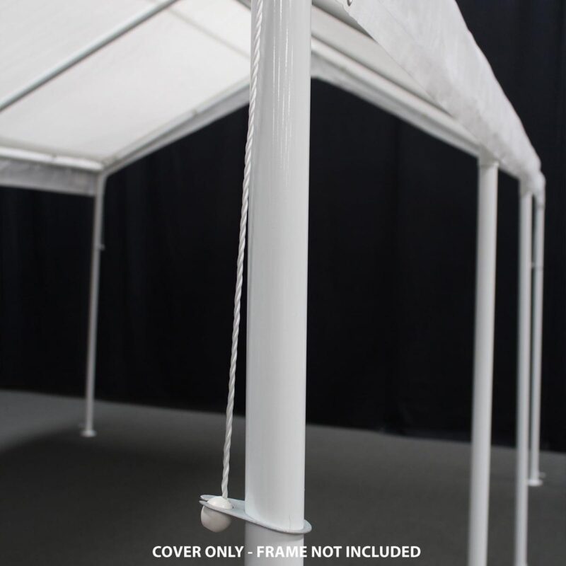 King Canopy 10ft x 27ft 180gsm Polyethylene White Drawstring Carport Canopy Cover - Image 9