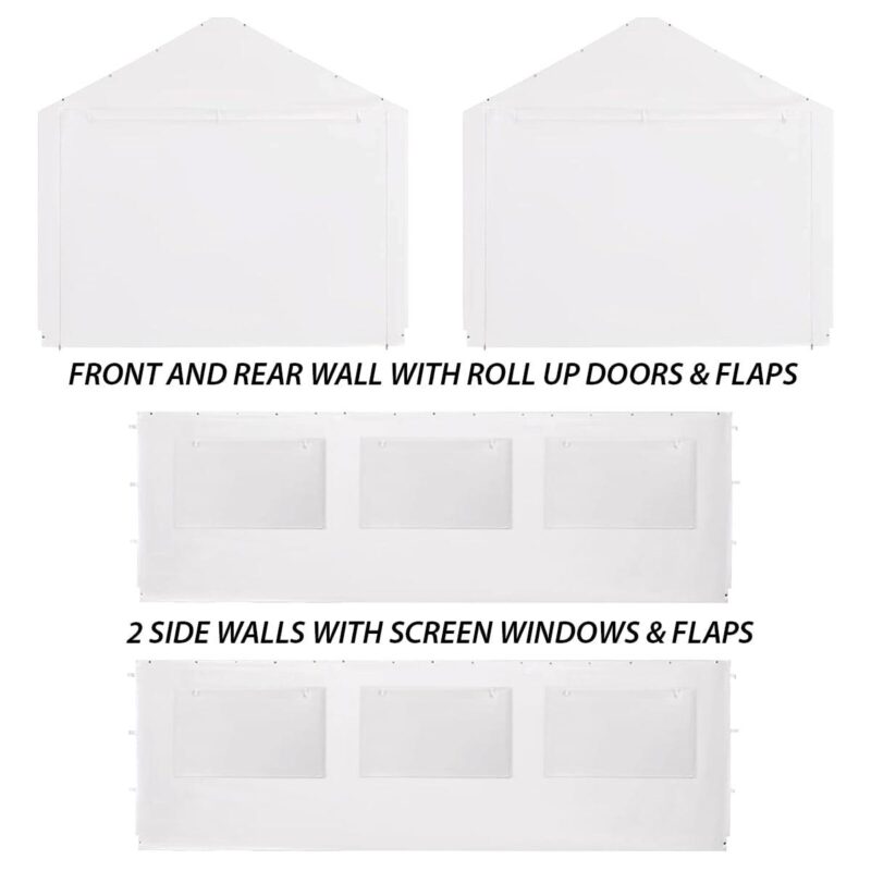 King Canopy 18' x 20' Carport Canopy Sidewall Kit w/ Flaps and Bug Screen Windows - Image 7
