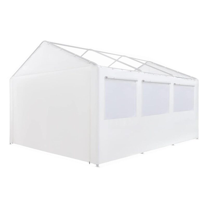 King Canopy 18' x 20' Carport Canopy Sidewall Kit w/ Flaps and Bug Screen Windows