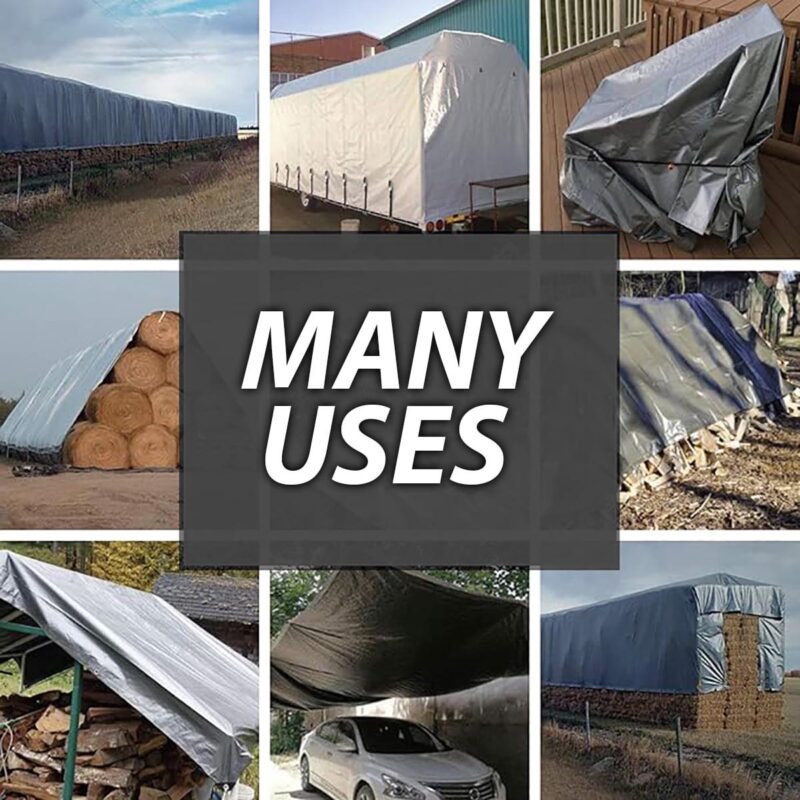 King Canopy Heavy Duty Polyethylene Tarp, 8a x 20a , 6 oz. (10-12 mil), 14 x 14 Weave, Multi-Function, Rope Reinforced hems, Aluminum Grommets with Reinforced Corners, Silver - Image 2