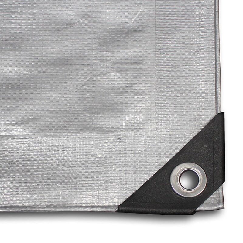 King Canopy Heavy Duty Polyethylene Tarp, 8a x 20a , 6 oz. (10-12 mil), 14 x 14 Weave, Multi-Function, Rope Reinforced hems, Aluminum Grommets with Reinforced Corners, Silver - Image 3