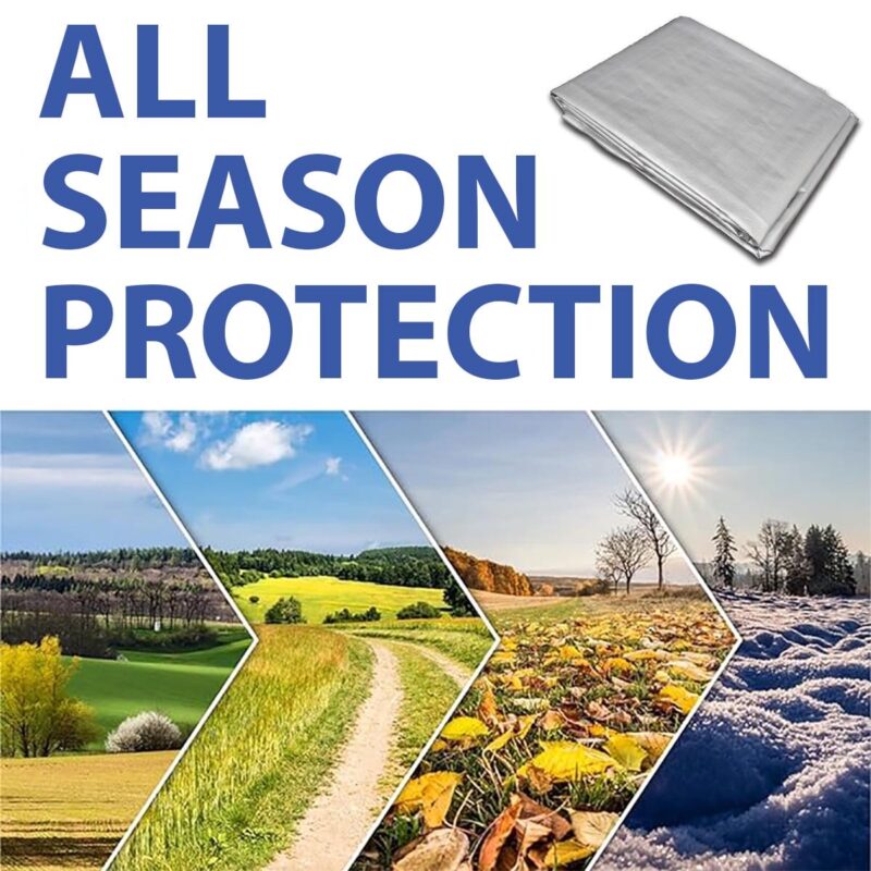 King Canopy Heavy Duty Polyethylene Tarp, 8a x 20a , 6 oz. (10-12 mil), 14 x 14 Weave, Multi-Function, Rope Reinforced hems, Aluminum Grommets with Reinforced Corners, Silver - Image 4