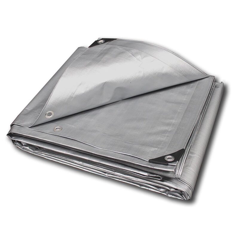 King Canopy Heavy Duty Polyethylene Tarp, 8a x 20a , 6 oz. (10-12 mil), 14 x 14 Weave, Multi-Function, Rope Reinforced hems, Aluminum Grommets with Reinforced Corners, Silver - Image 7